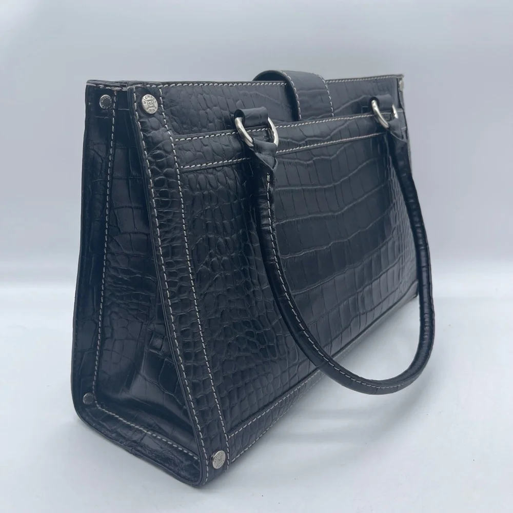 Michael Kors Vintage Croc Embossed Women's Large Handbag B-0806 Metal Studs‎